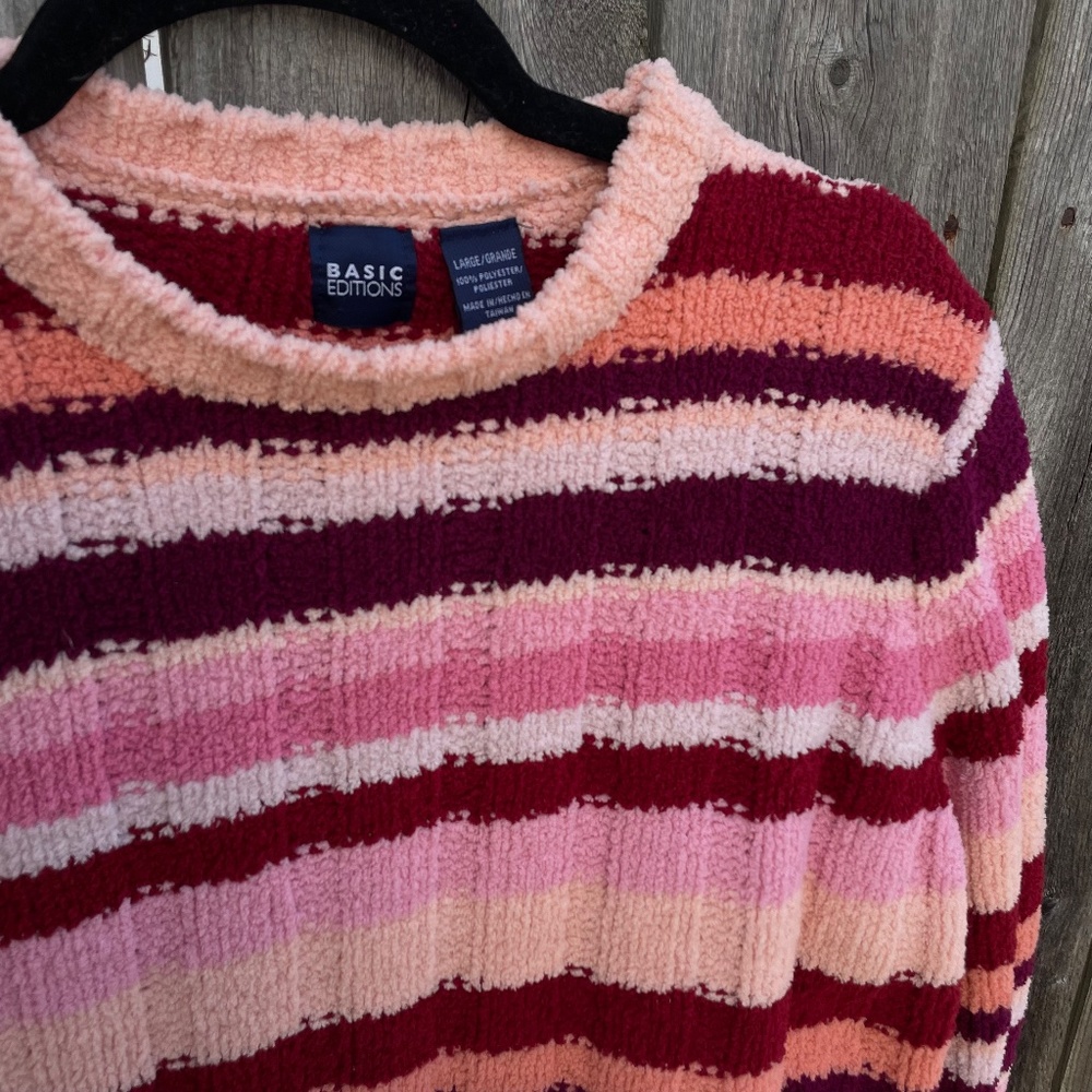 Vintage Basic Editions Chenille Striped Sweater - image 2